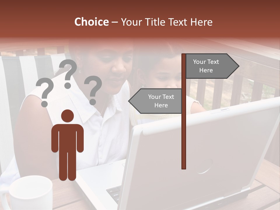 A Mother With Her Children Use The Computer PowerPoint Template