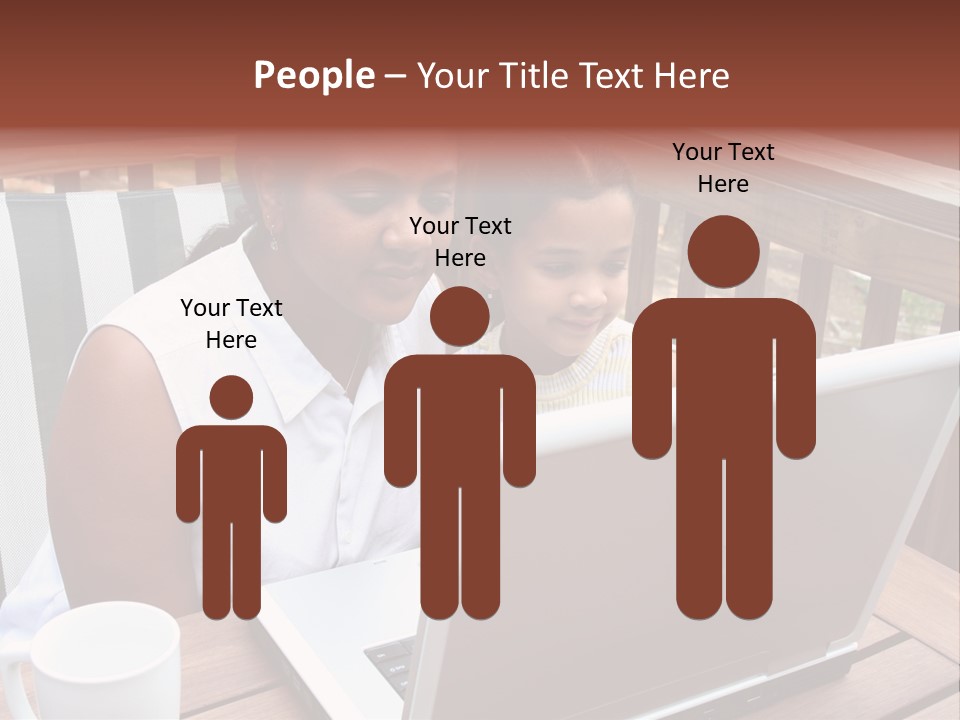 A Mother With Her Children Use The Computer PowerPoint Template