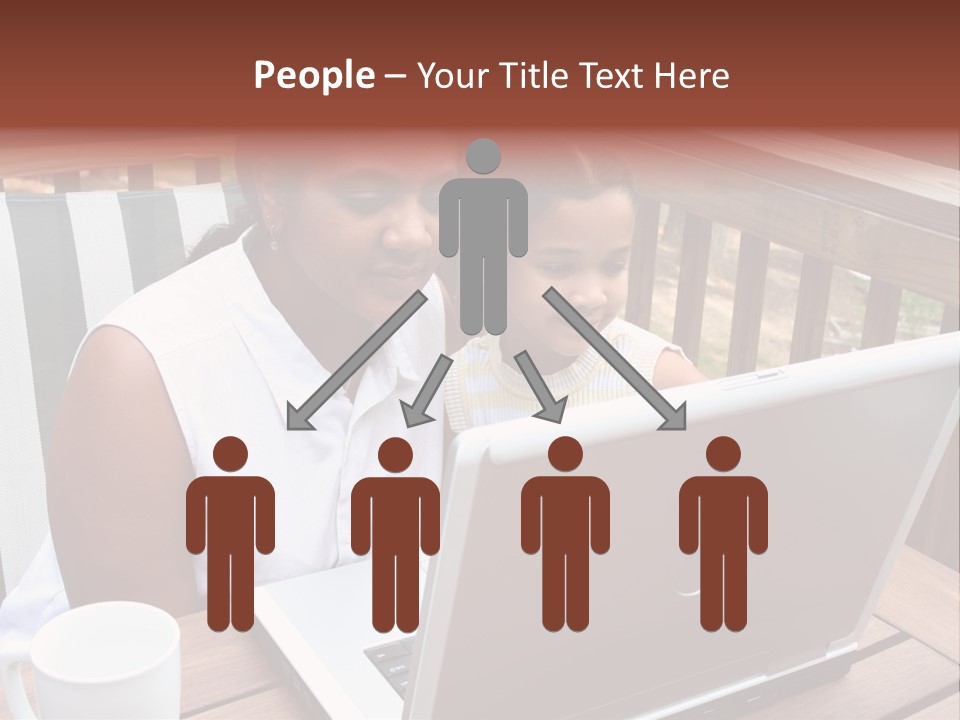 A Mother With Her Children Use The Computer PowerPoint Template