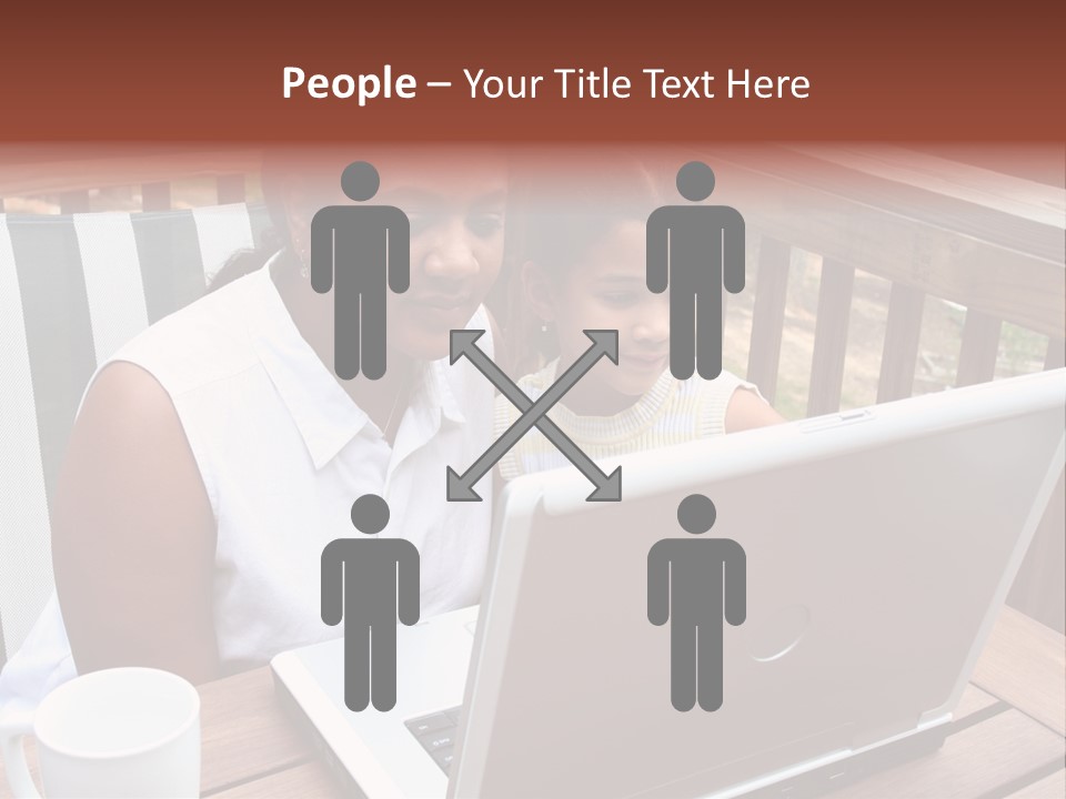 A Mother With Her Children Use The Computer PowerPoint Template