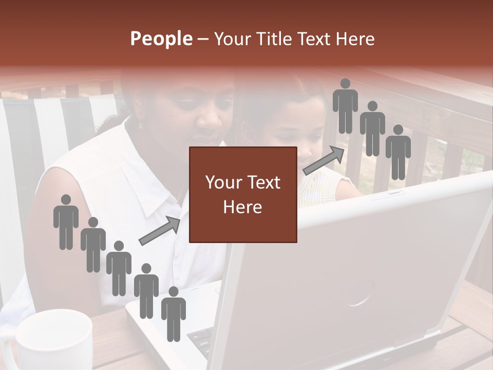 A Mother With Her Children Use The Computer PowerPoint Template