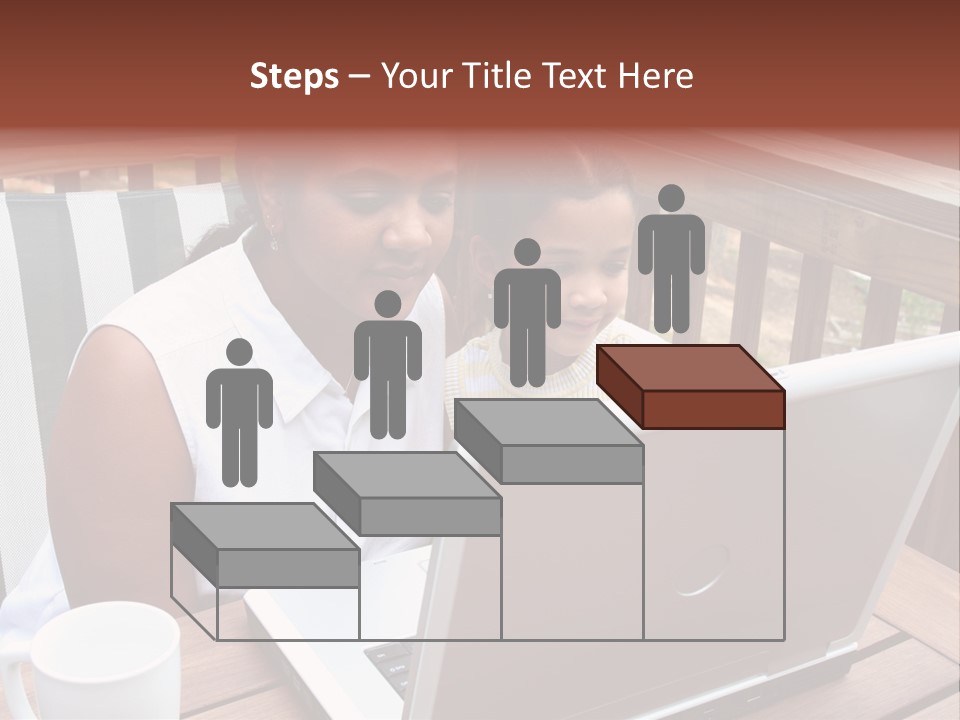 A Mother With Her Children Use The Computer PowerPoint Template