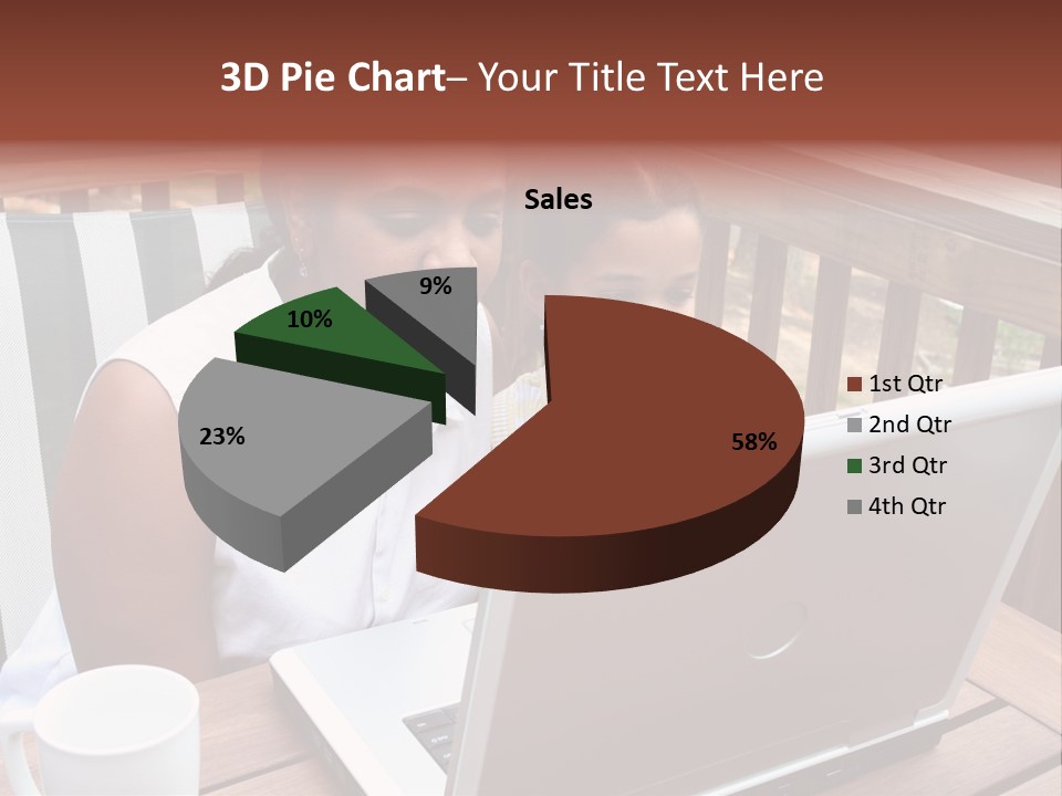 A Mother With Her Children Use The Computer PowerPoint Template