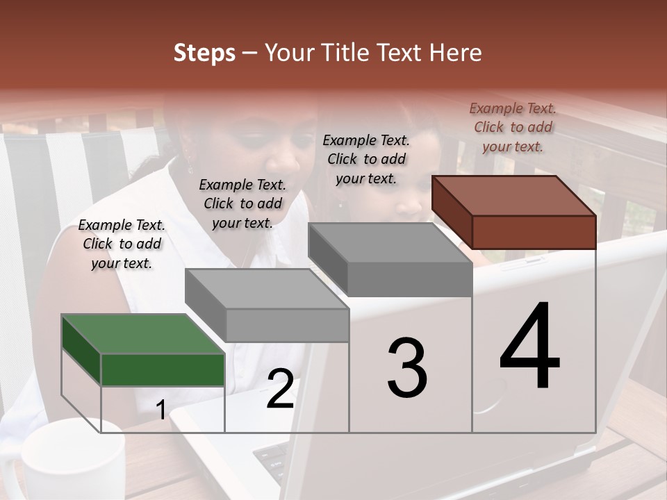 A Mother With Her Children Use The Computer PowerPoint Template