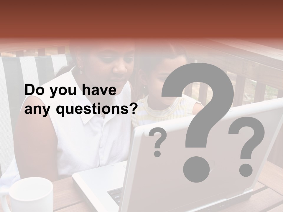 A Mother With Her Children Use The Computer PowerPoint Template