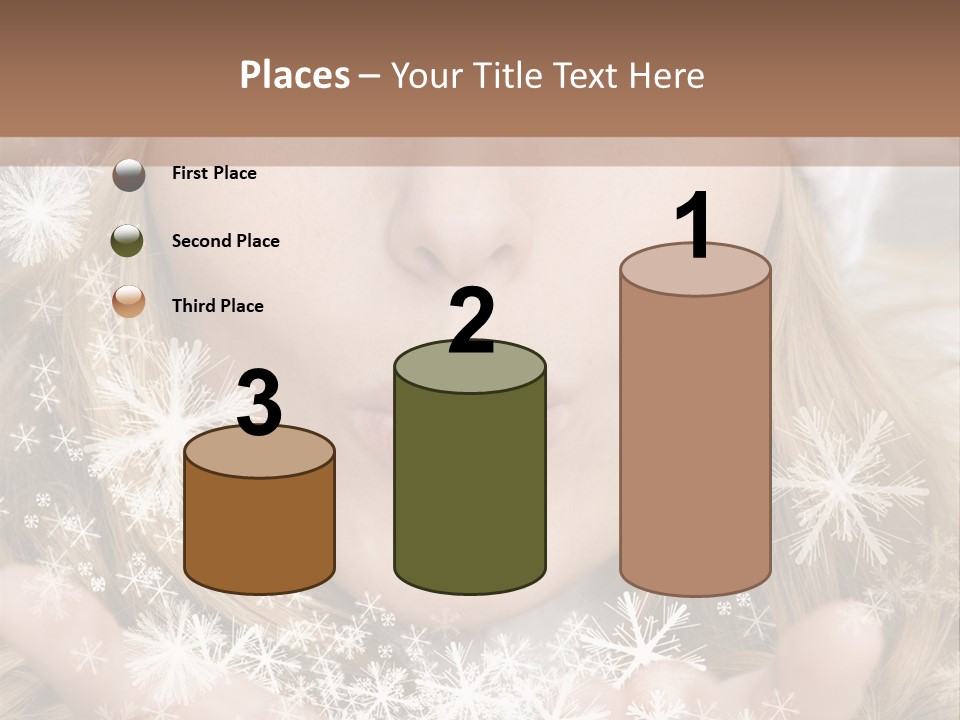 Winter Woman Blowing A Gift Os Snow To The Camera PowerPoint Template