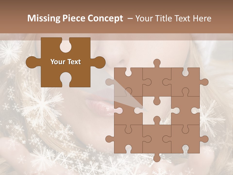 Winter Woman Blowing A Gift Os Snow To The Camera PowerPoint Template