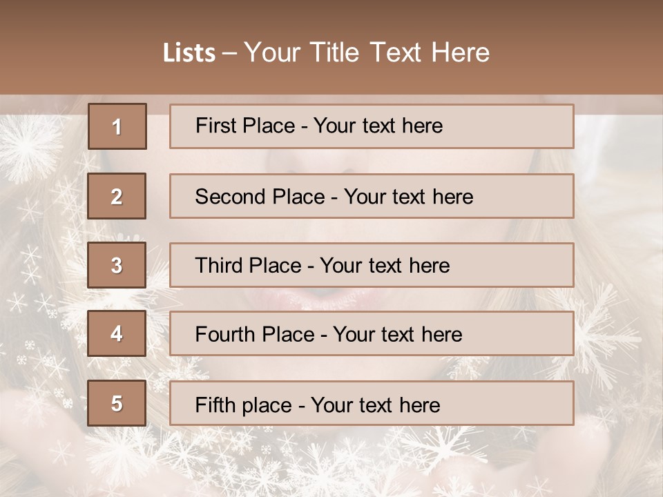 Winter Woman Blowing A Gift Os Snow To The Camera PowerPoint Template