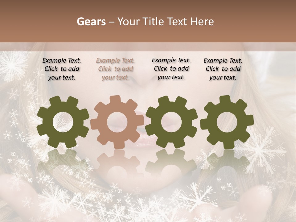 Winter Woman Blowing A Gift Os Snow To The Camera PowerPoint Template