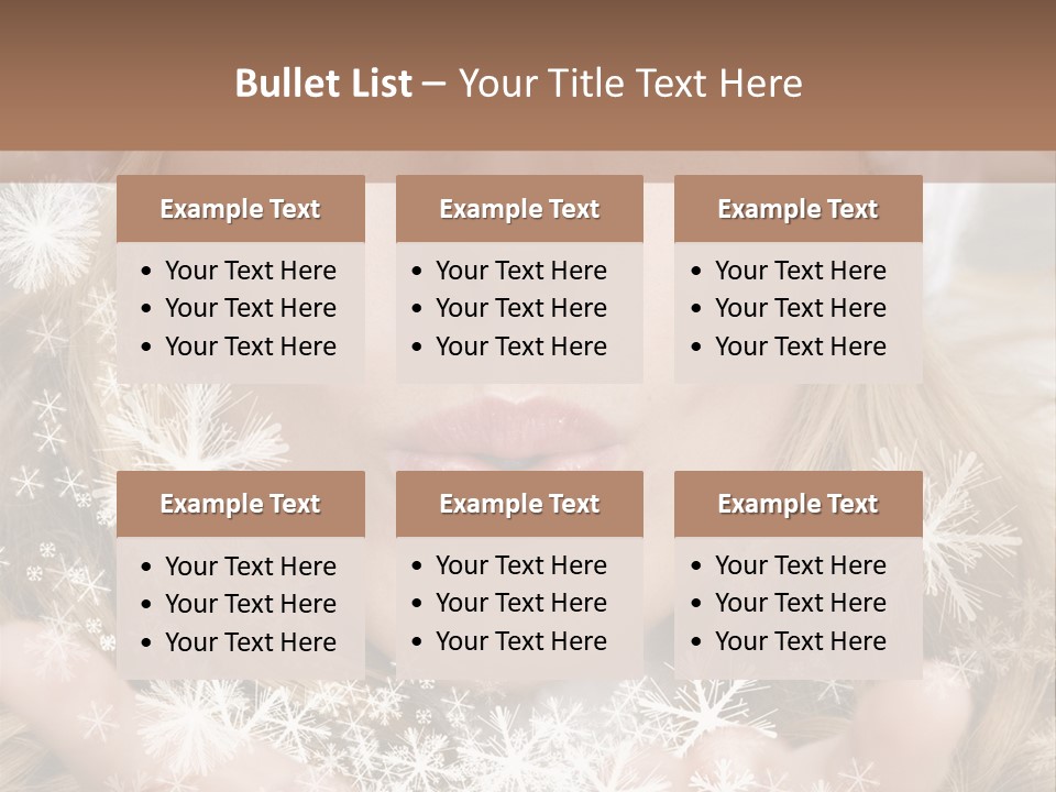 Winter Woman Blowing A Gift Os Snow To The Camera PowerPoint Template