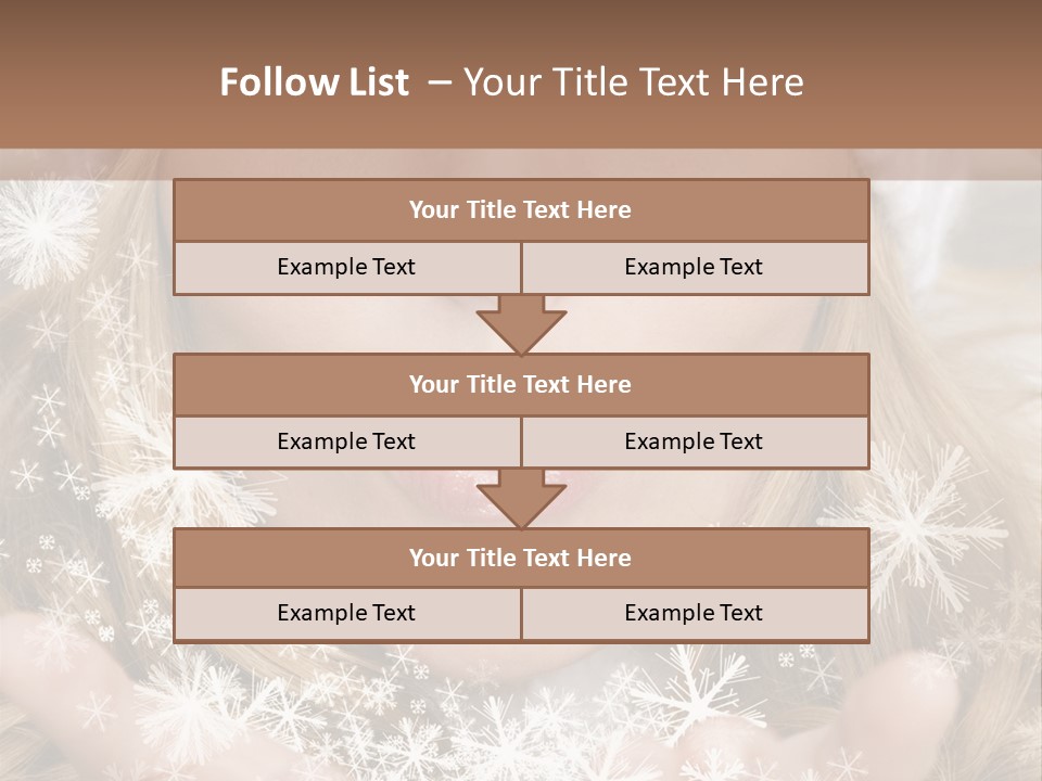 Winter Woman Blowing A Gift Os Snow To The Camera PowerPoint Template