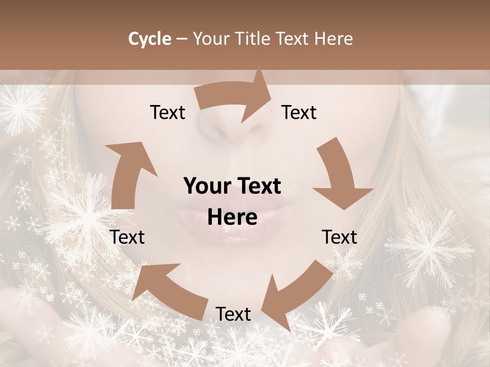 Winter Woman Blowing A Gift Os Snow To The Camera PowerPoint Template