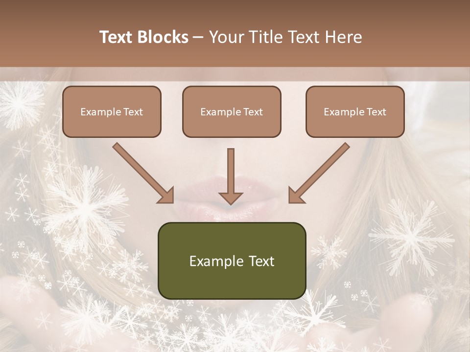 Winter Woman Blowing A Gift Os Snow To The Camera PowerPoint Template