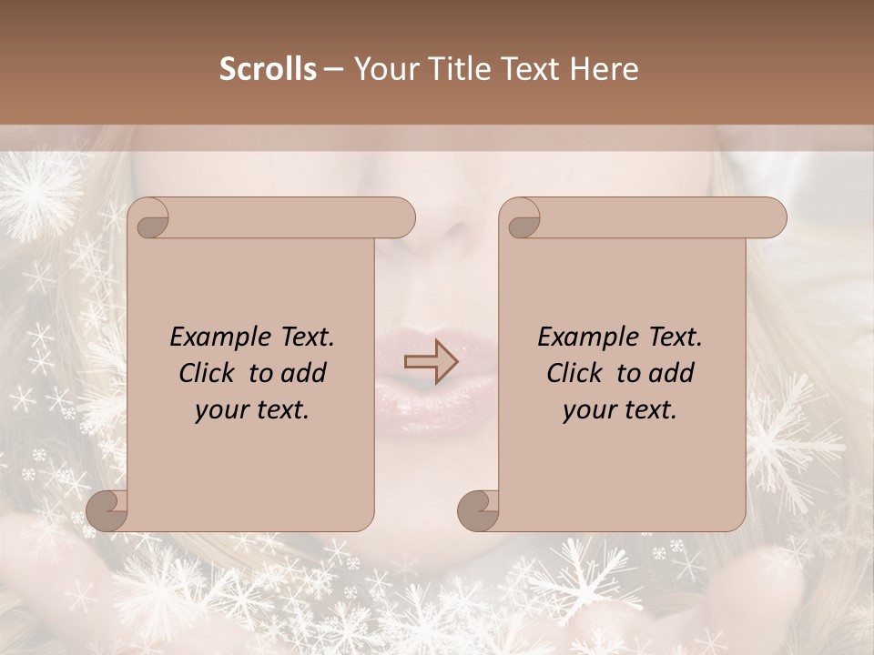 Winter Woman Blowing A Gift Os Snow To The Camera PowerPoint Template