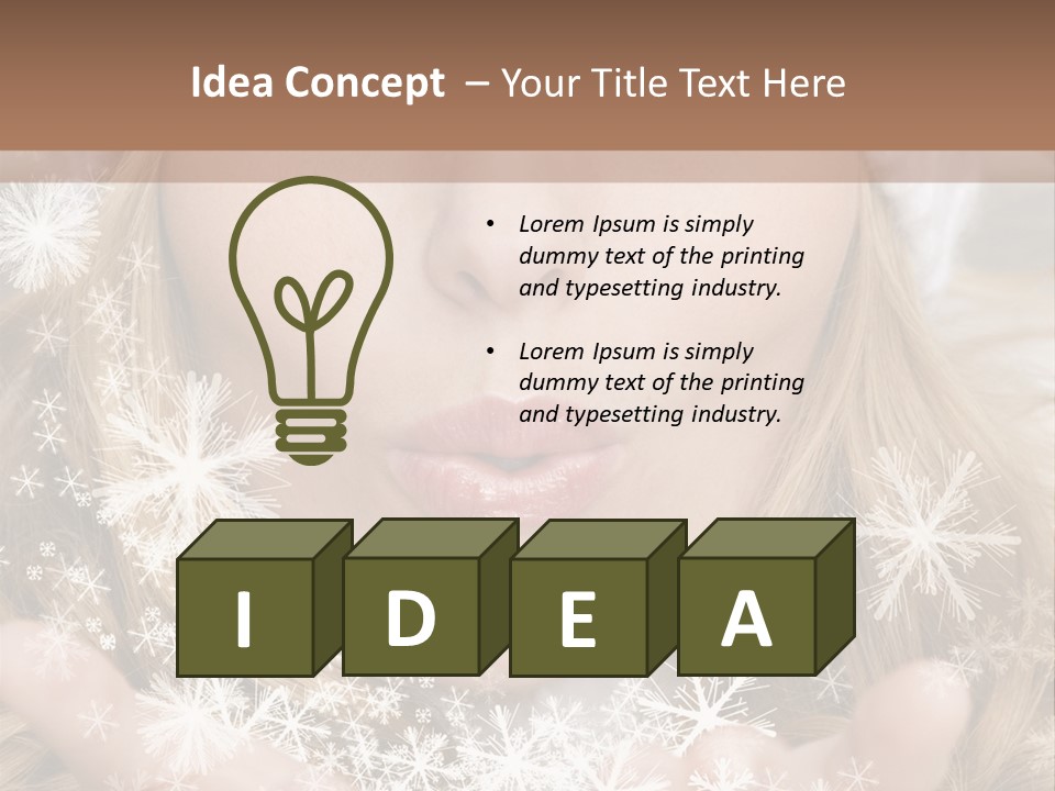 Winter Woman Blowing A Gift Os Snow To The Camera PowerPoint Template