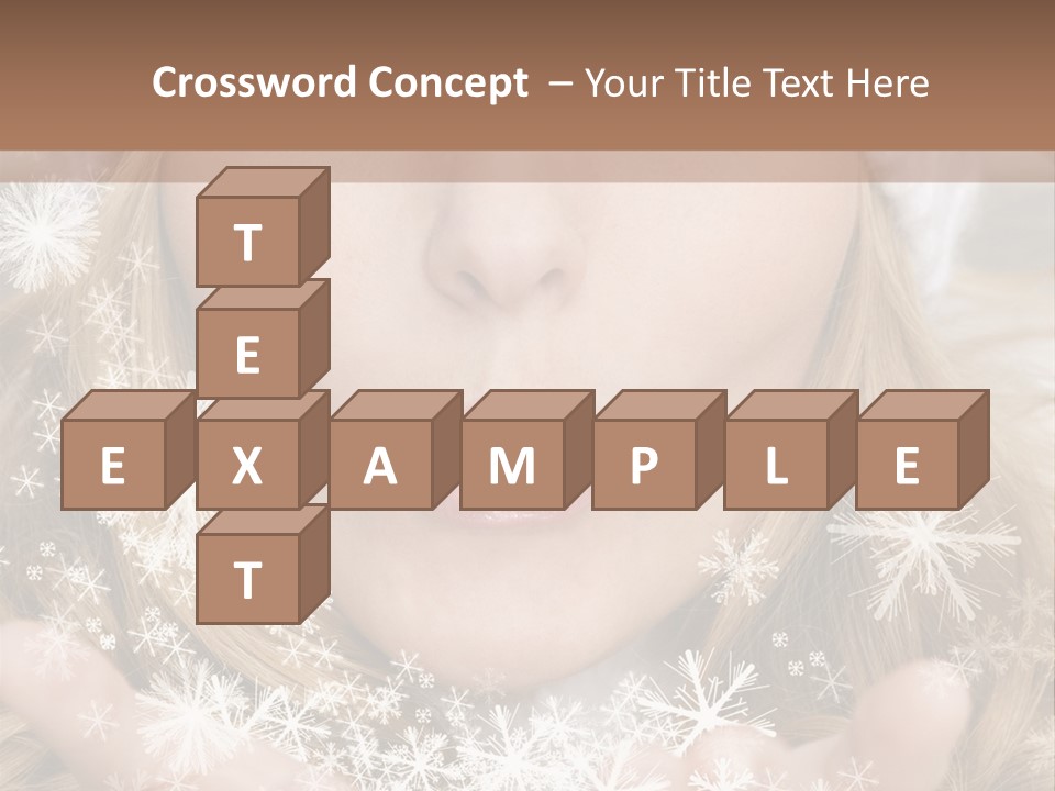 Winter Woman Blowing A Gift Os Snow To The Camera PowerPoint Template