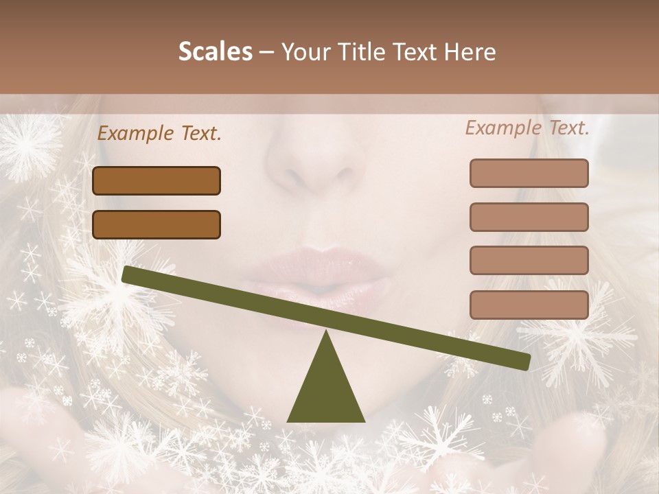 Winter Woman Blowing A Gift Os Snow To The Camera PowerPoint Template