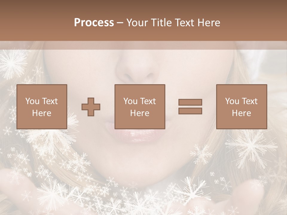 Winter Woman Blowing A Gift Os Snow To The Camera PowerPoint Template