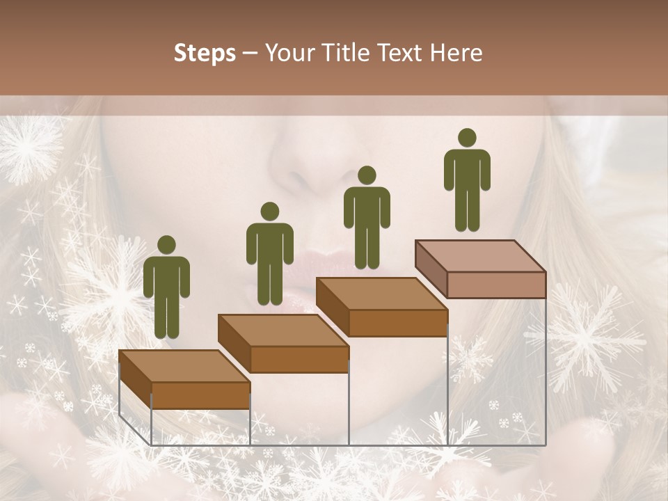 Winter Woman Blowing A Gift Os Snow To The Camera PowerPoint Template