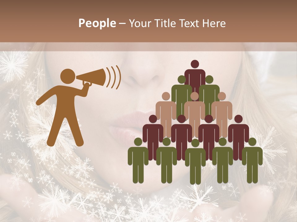 Winter Woman Blowing A Gift Os Snow To The Camera PowerPoint Template