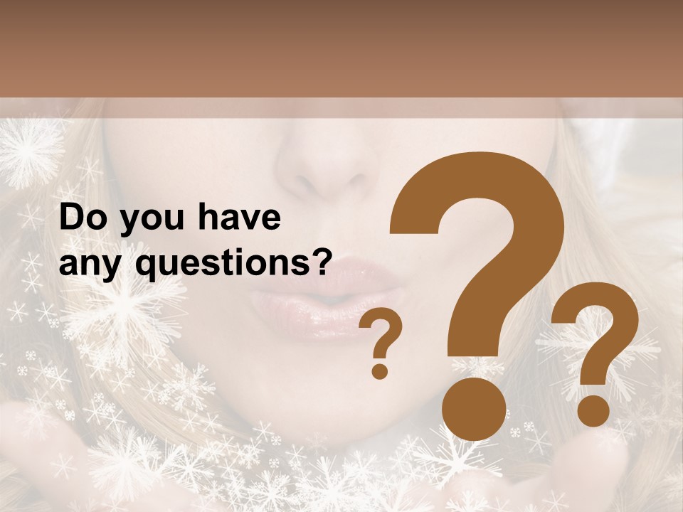 Winter Woman Blowing A Gift Os Snow To The Camera PowerPoint Template