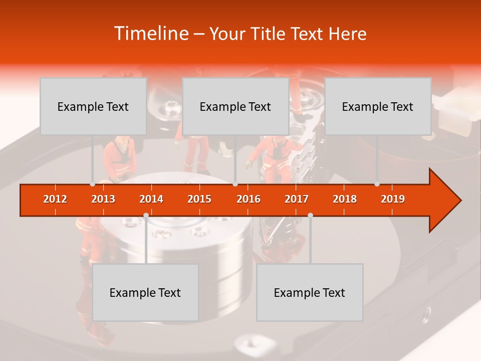 Miniature Technicians Closely Inspecting A Hard Drive For Viruses, Spyware And Trojans. Computer Technician Concept. PowerPoint Template