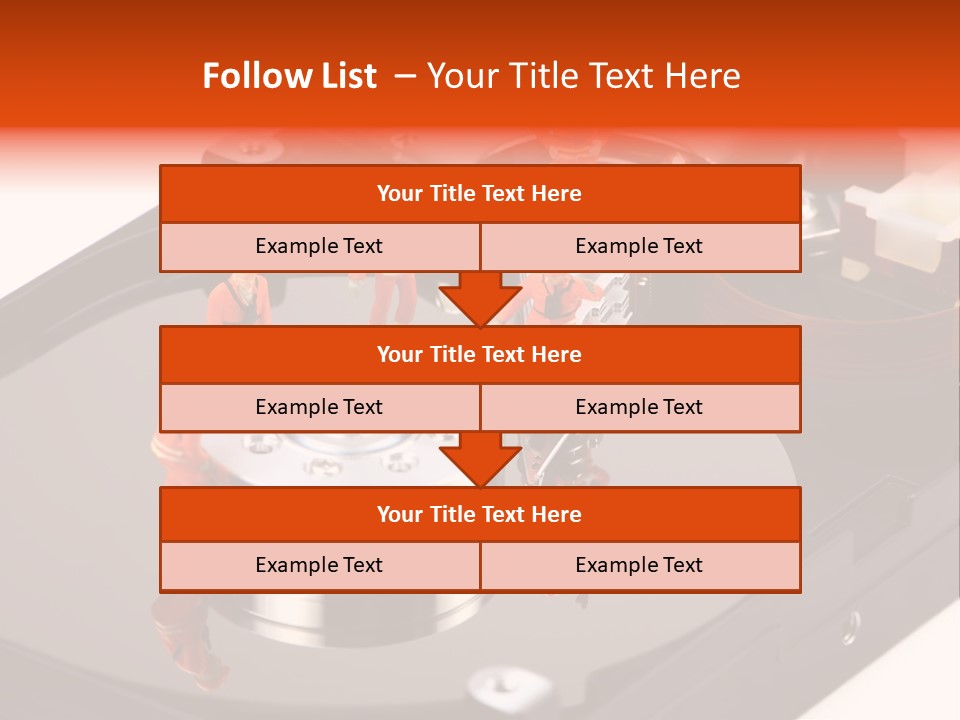 Miniature Technicians Closely Inspecting A Hard Drive For Viruses, Spyware And Trojans. Computer Technician Concept. PowerPoint Template