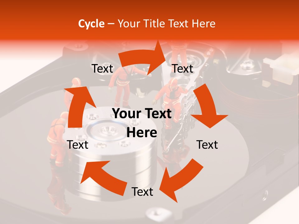 Miniature Technicians Closely Inspecting A Hard Drive For Viruses, Spyware And Trojans. Computer Technician Concept. PowerPoint Template