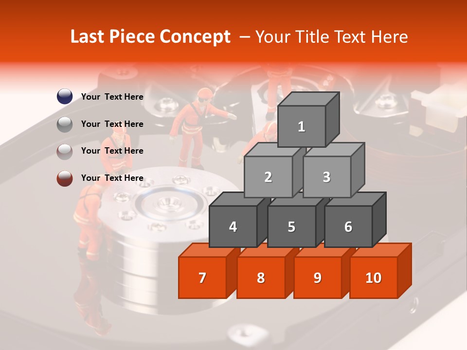 Miniature Technicians Closely Inspecting A Hard Drive For Viruses, Spyware And Trojans. Computer Technician Concept. PowerPoint Template