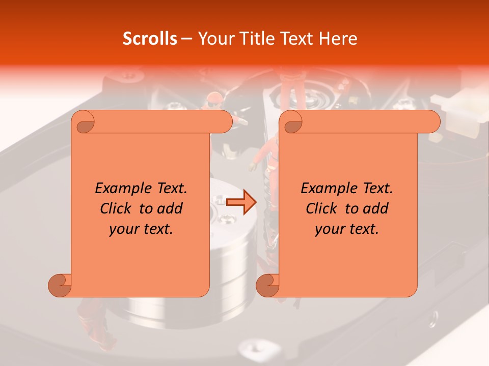 Miniature Technicians Closely Inspecting A Hard Drive For Viruses, Spyware And Trojans. Computer Technician Concept. PowerPoint Template
