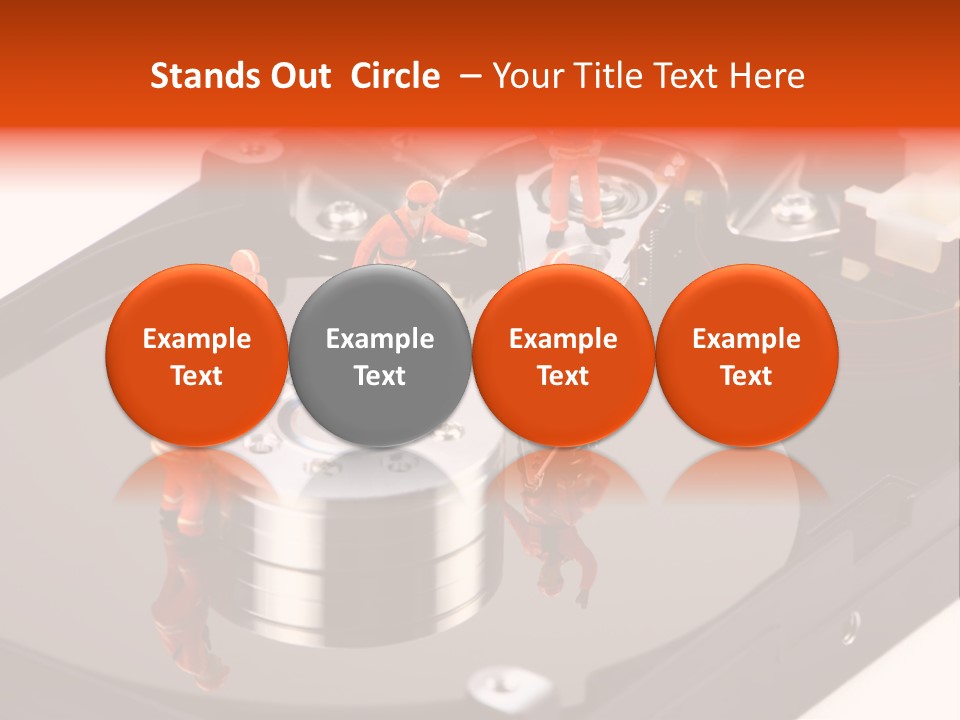Miniature Technicians Closely Inspecting A Hard Drive For Viruses, Spyware And Trojans. Computer Technician Concept. PowerPoint Template