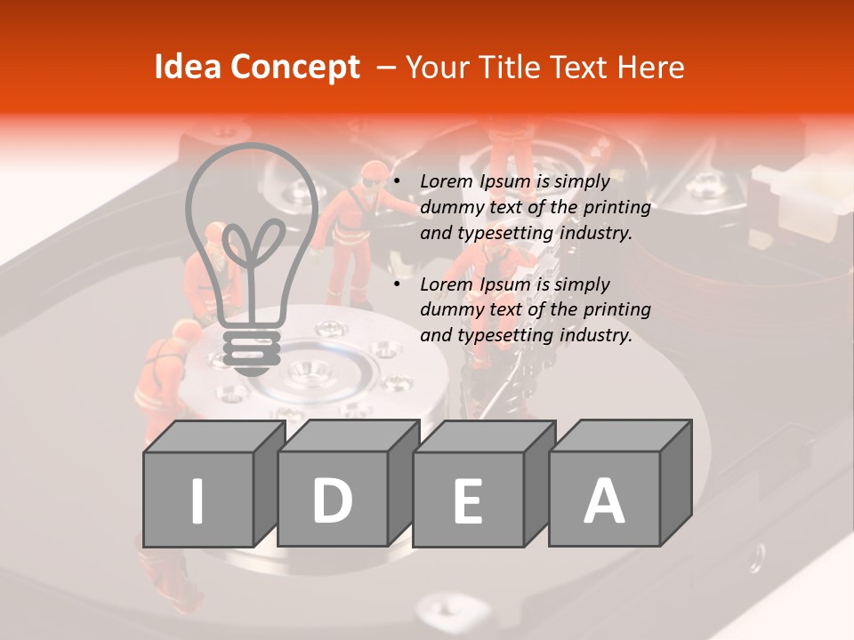 Miniature Technicians Closely Inspecting A Hard Drive For Viruses, Spyware And Trojans. Computer Technician Concept. PowerPoint Template