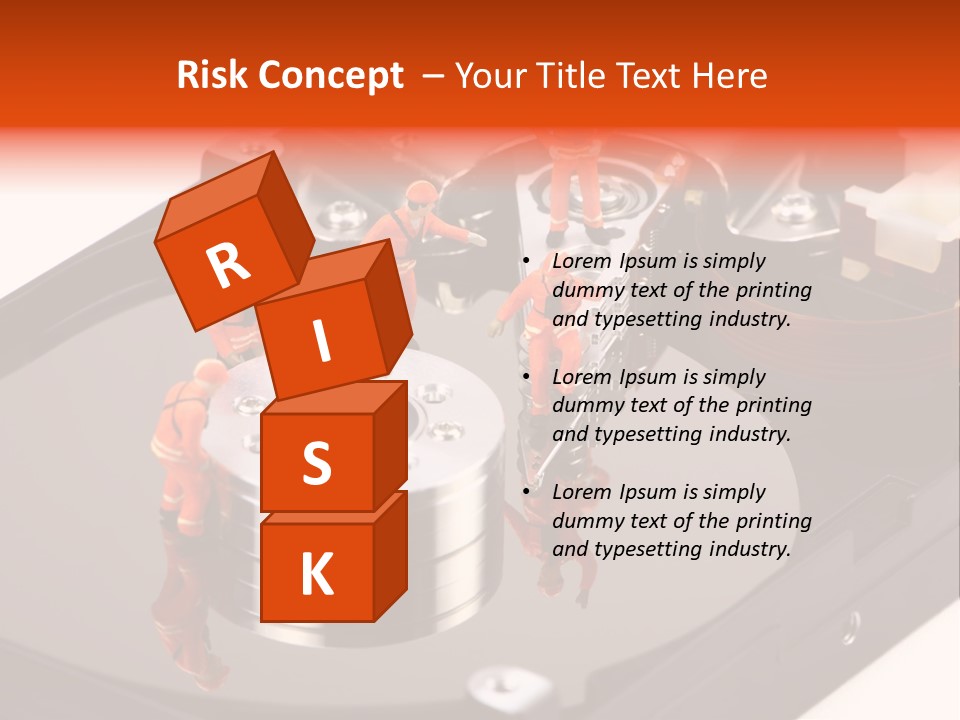 Miniature Technicians Closely Inspecting A Hard Drive For Viruses, Spyware And Trojans. Computer Technician Concept. PowerPoint Template