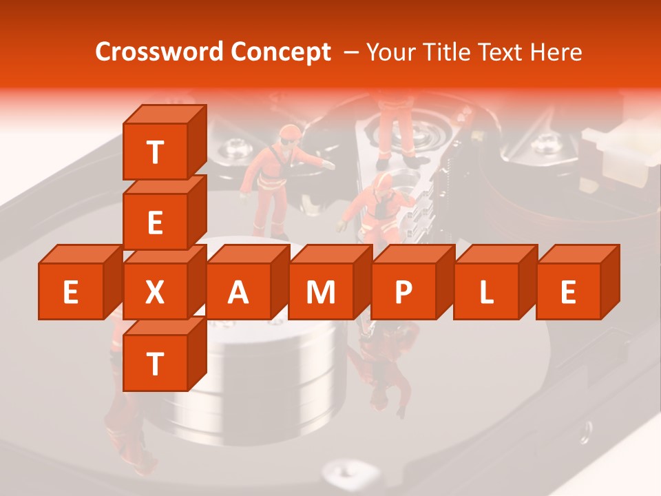 Miniature Technicians Closely Inspecting A Hard Drive For Viruses, Spyware And Trojans. Computer Technician Concept. PowerPoint Template