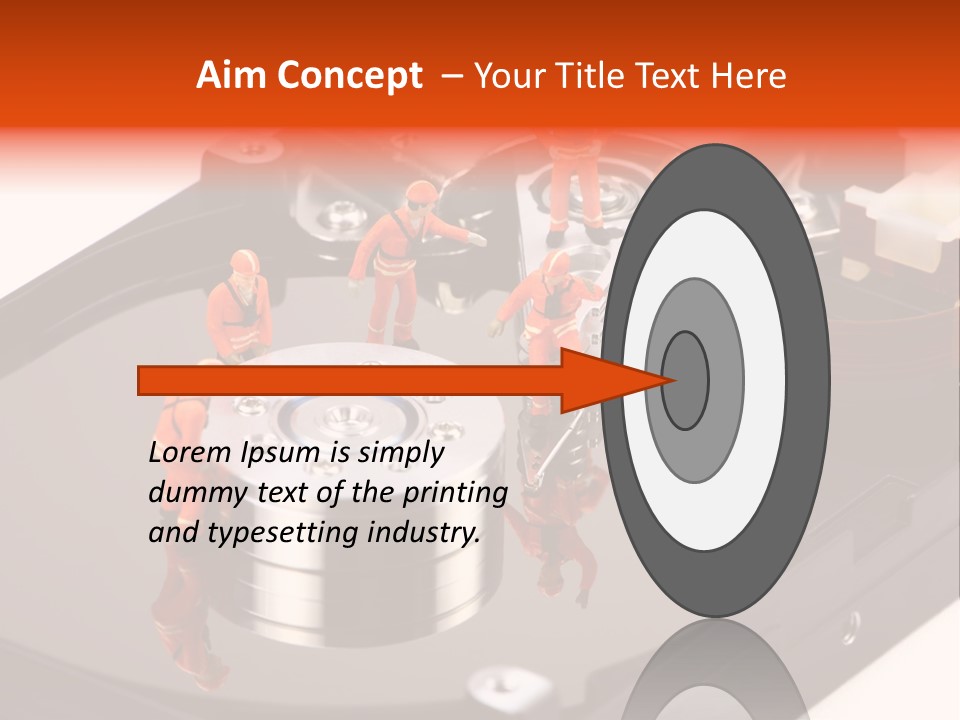 Miniature Technicians Closely Inspecting A Hard Drive For Viruses, Spyware And Trojans. Computer Technician Concept. PowerPoint Template