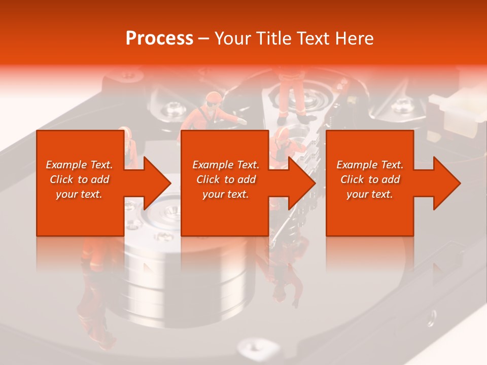 Miniature Technicians Closely Inspecting A Hard Drive For Viruses, Spyware And Trojans. Computer Technician Concept. PowerPoint Template