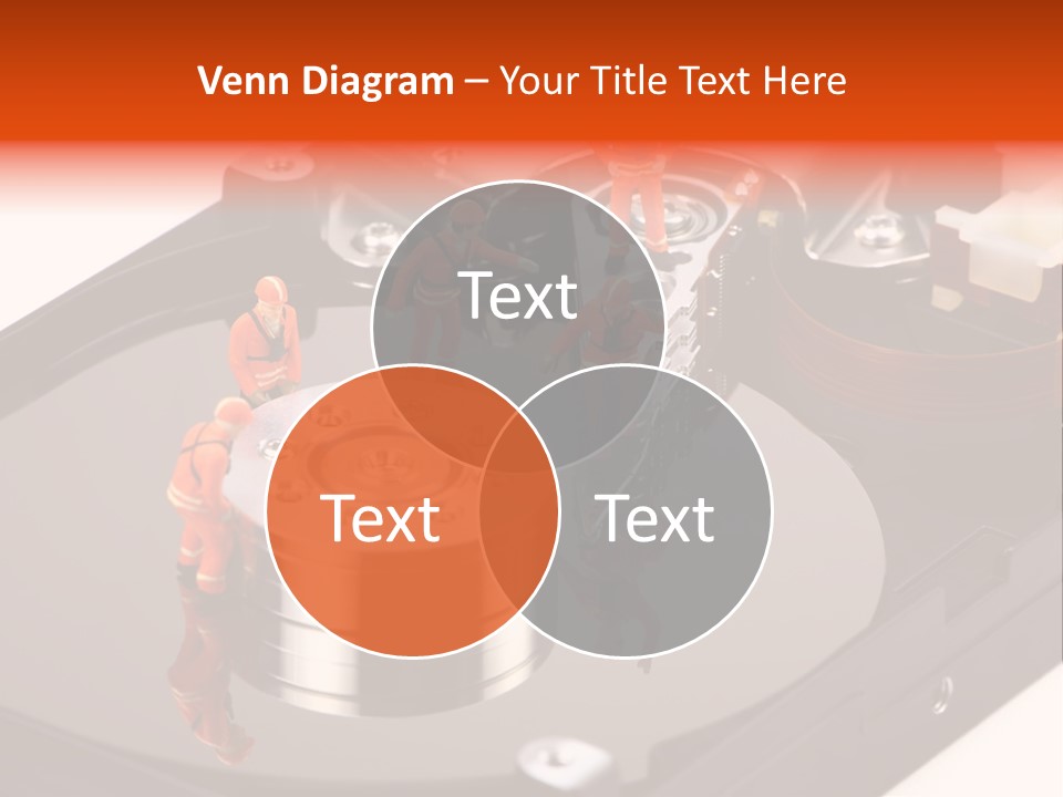 Miniature Technicians Closely Inspecting A Hard Drive For Viruses, Spyware And Trojans. Computer Technician Concept. PowerPoint Template