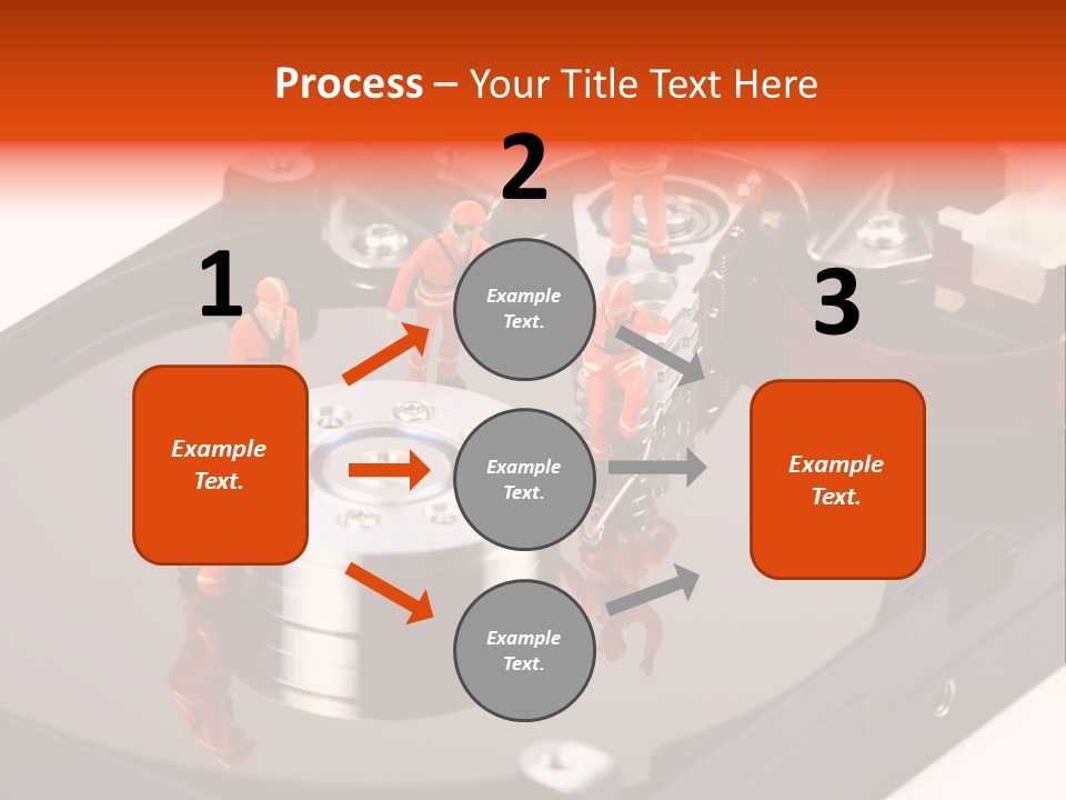 Miniature Technicians Closely Inspecting A Hard Drive For Viruses, Spyware And Trojans. Computer Technician Concept. PowerPoint Template
