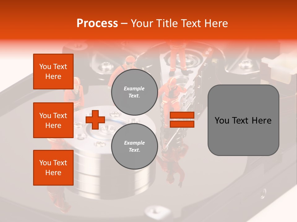 Miniature Technicians Closely Inspecting A Hard Drive For Viruses, Spyware And Trojans. Computer Technician Concept. PowerPoint Template