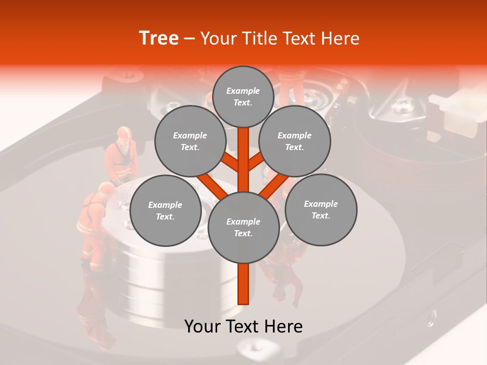 Miniature Technicians Closely Inspecting A Hard Drive For Viruses, Spyware And Trojans. Computer Technician Concept. PowerPoint Template