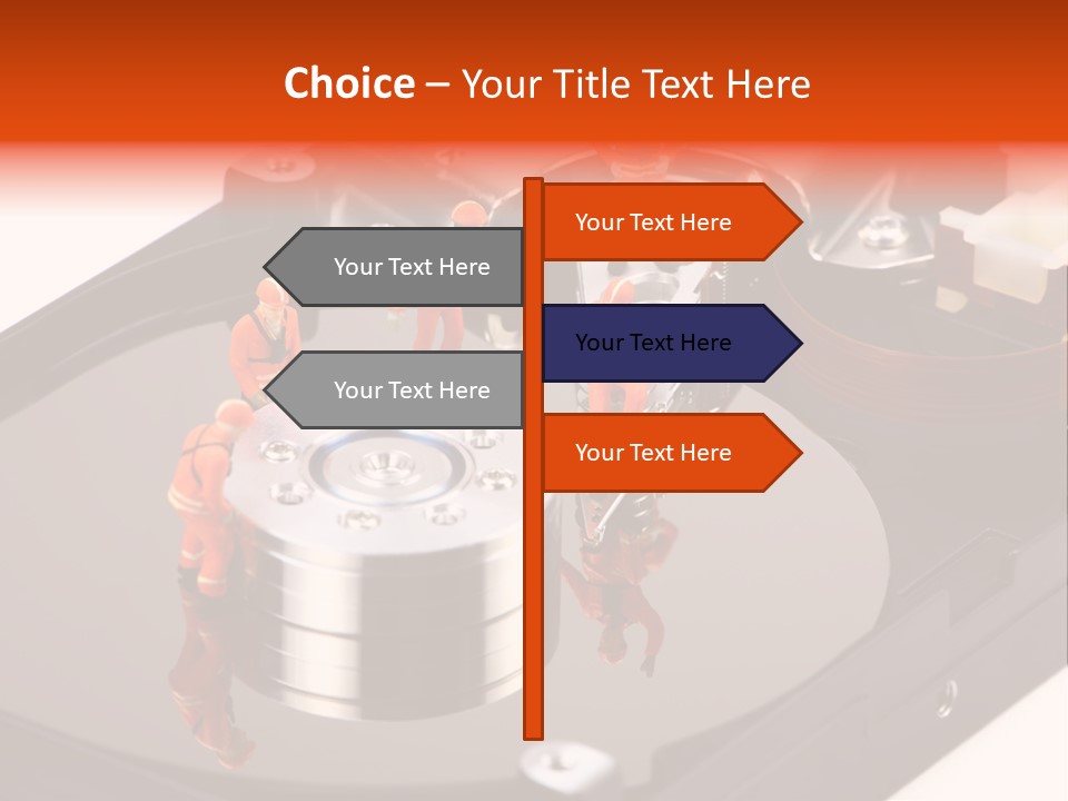 Miniature Technicians Closely Inspecting A Hard Drive For Viruses, Spyware And Trojans. Computer Technician Concept. PowerPoint Template