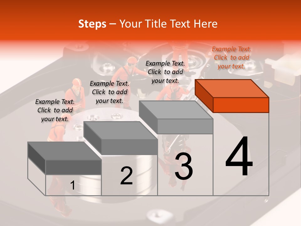 Miniature Technicians Closely Inspecting A Hard Drive For Viruses, Spyware And Trojans. Computer Technician Concept. PowerPoint Template