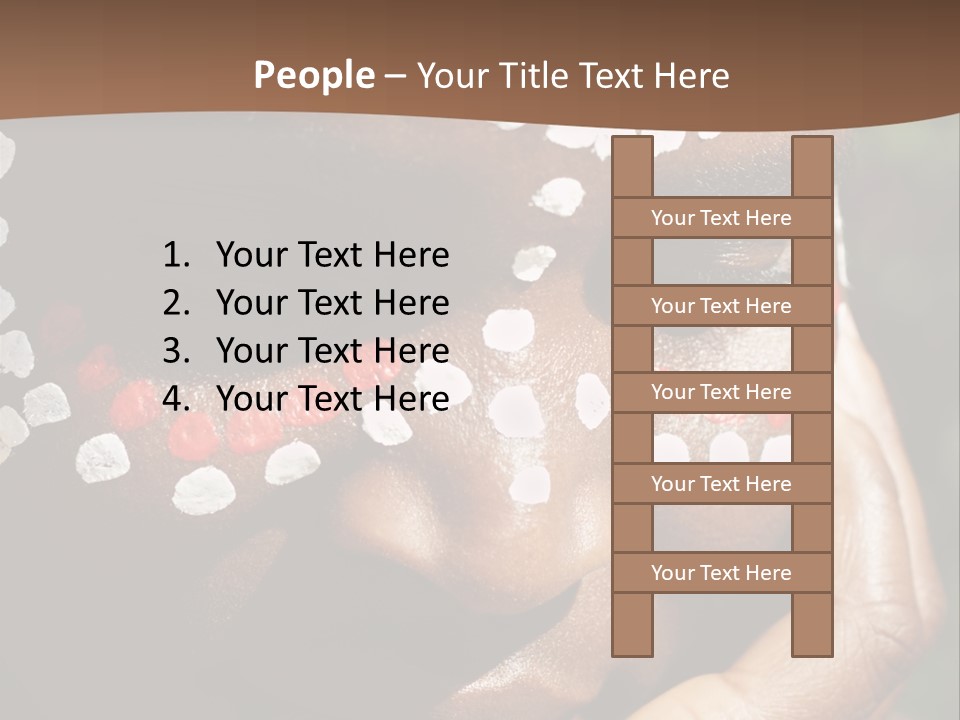 Young African Girl, Tribal Painted Face In White And Red, This Image Is A Straight Raw Conversion, With Powerfull Highlights To Emphase The Black Skin, PowerPoint Template