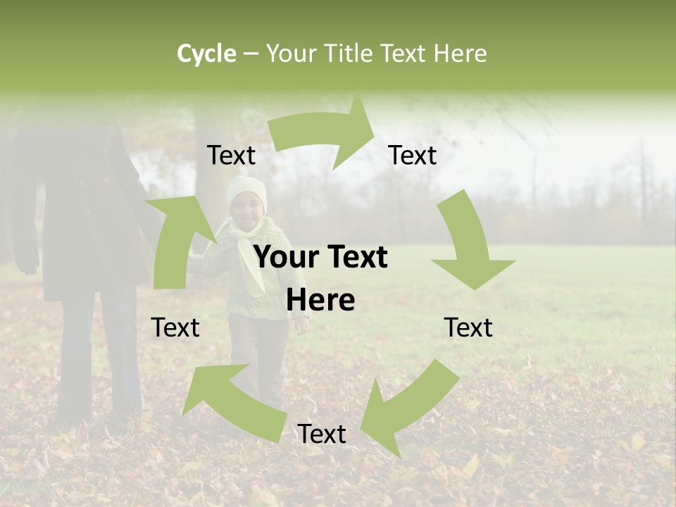 A Young Mixed Race Girl Walking Through The Autumn Leaves With Her Mother PowerPoint Template