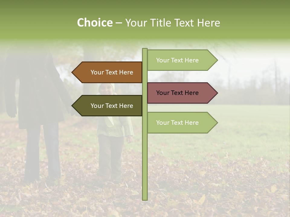 A Young Mixed Race Girl Walking Through The Autumn Leaves With Her Mother PowerPoint Template