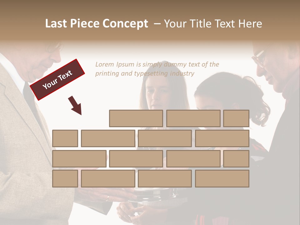 Elderly Man Passing The Bread Of Communion To Three People In The Congregation. Isolated On White. PowerPoint Template