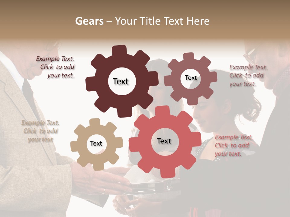 Elderly Man Passing The Bread Of Communion To Three People In The Congregation. Isolated On White. PowerPoint Template