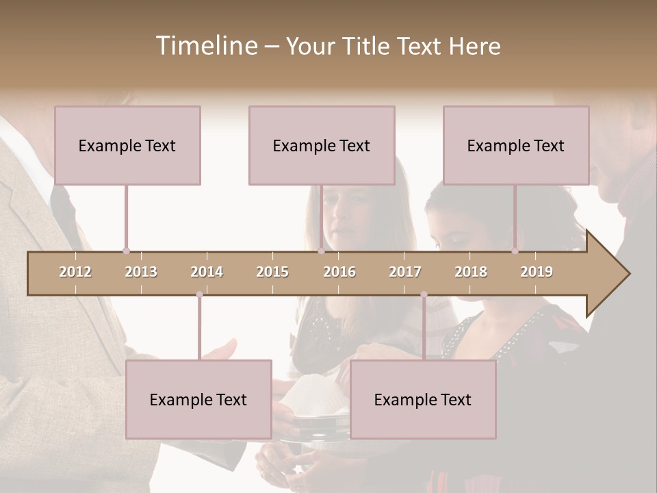 Elderly Man Passing The Bread Of Communion To Three People In The Congregation. Isolated On White. PowerPoint Template