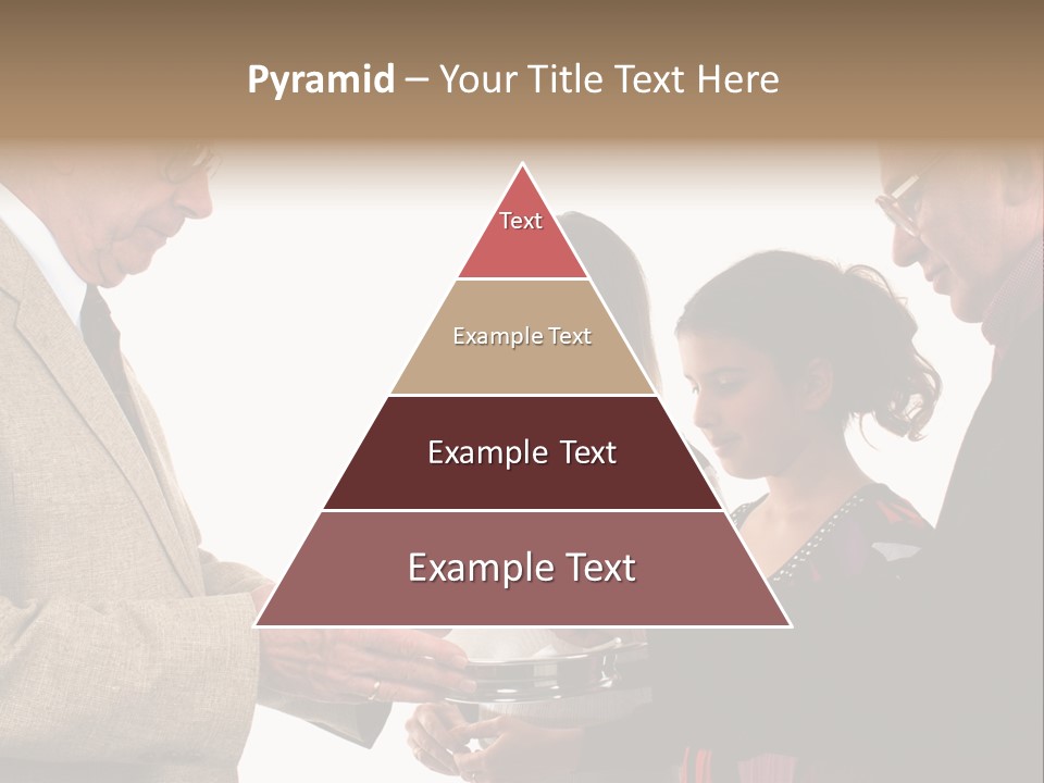 Elderly Man Passing The Bread Of Communion To Three People In The Congregation. Isolated On White. PowerPoint Template