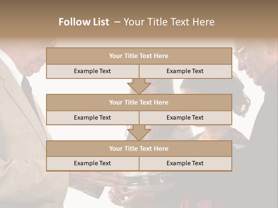 Elderly Man Passing The Bread Of Communion To Three People In The Congregation. Isolated On White. PowerPoint Template